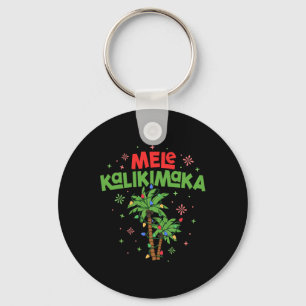 Mele Kalikimaka Hawaiian Christmas Palm Tree Light Key Ring