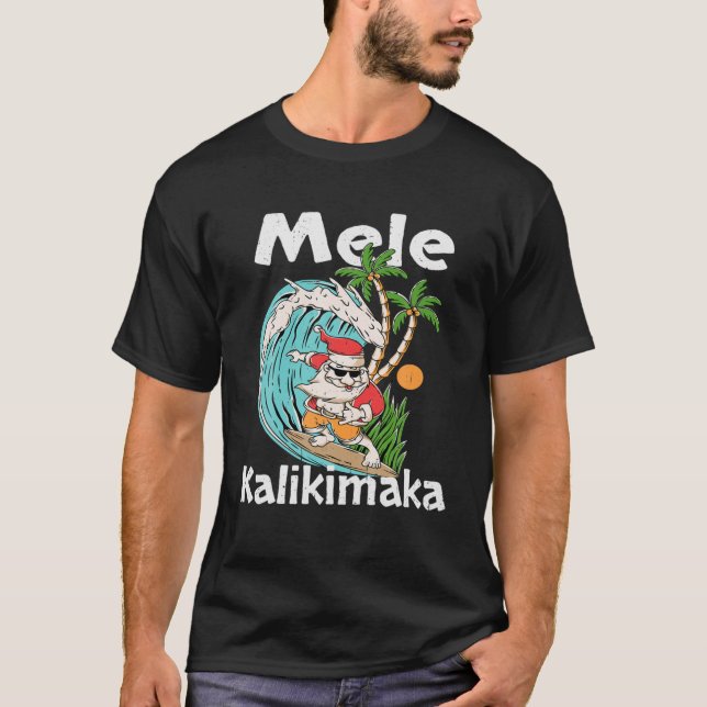 Mele Kalikimaka Hawaiian Christmas Palm Tree Light T-Shirt (Front)
