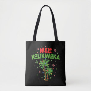 Mele Kalikimaka Hawaiian Christmas Palm Tree Light Tote Bag