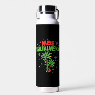 Mele Kalikimaka Hawaiian Christmas Palm Tree Light Water Bottle