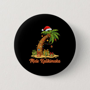 Mele Kalikimaka Hawaiian Christmas Palm Trees  6 Cm Round Badge