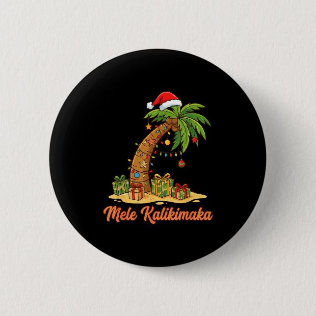 Mele Kalikimaka Hawaiian Christmas Palm Trees  6 Cm Round Badge (Front)