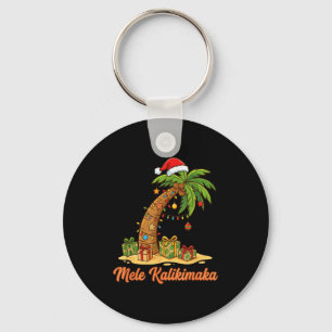 Mele Kalikimaka Hawaiian Christmas Palm Trees Key Ring