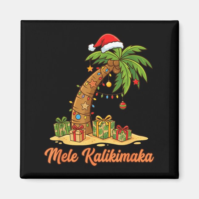 Mele Kalikimaka Hawaiian Christmas Palm Trees  Magnet (Front)