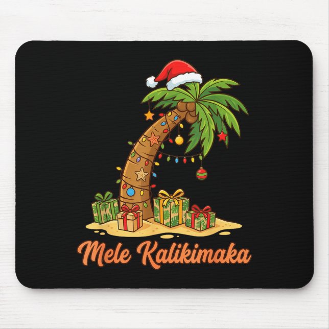 Mele Kalikimaka Hawaiian Christmas Palm Trees  Mouse Mat (Front)