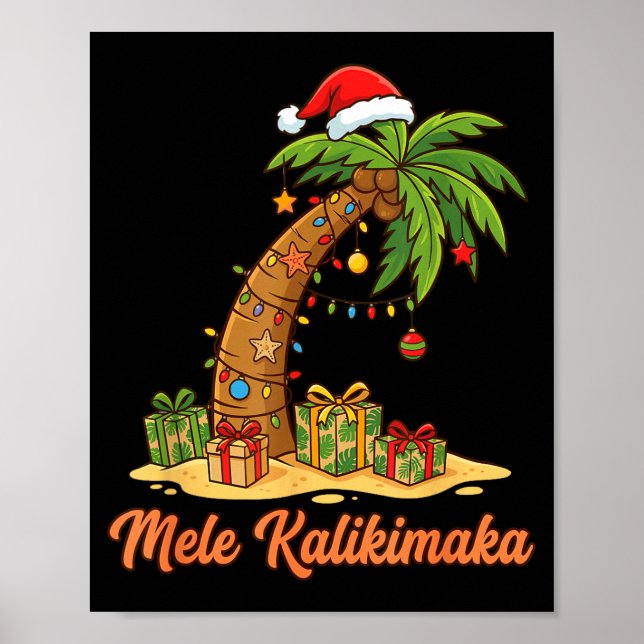 Mele Kalikimaka Hawaiian Christmas Palm Trees  Poster (Front)