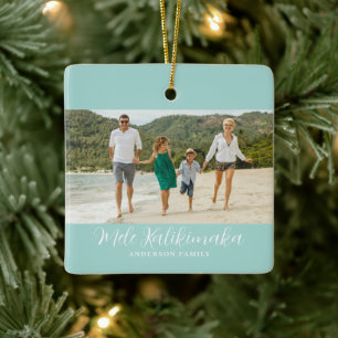 Mele Kalikimaka Hawaiian Christmas Photo  Ceramic Ornament