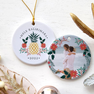 Mele Kalikimaka   Hawaiian Christmas Photo Ceramic Tree Decoration