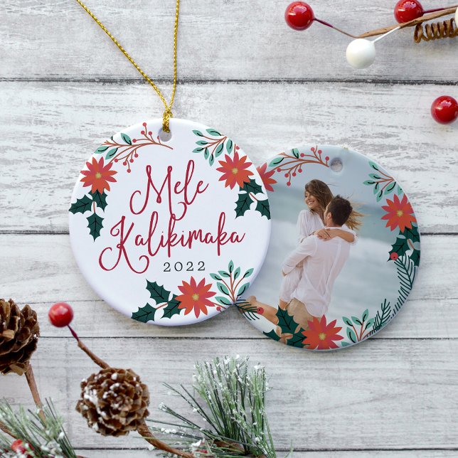 Mele Kalikimaka | Hawaiian Christmas Photo Ceramic Tree Decoration (Creator Uploaded)