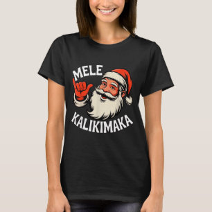 Mele Kalikimaka Hawaiian Christmas Santa Cartoon D T-Shirt