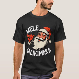 Mele Kalikimaka Hawaiian Christmas Santa Cartoon D T-Shirt
