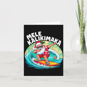 Mele Kalikimaka Hawaiian Christmas Santa Surfing B Card