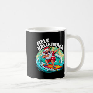 Mele Kalikimaka Hawaiian Christmas Santa Surfing B Coffee Mug