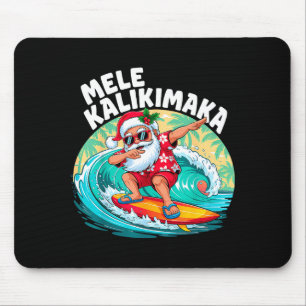 Mele Kalikimaka Hawaiian Christmas Santa Surfing B Mouse Mat