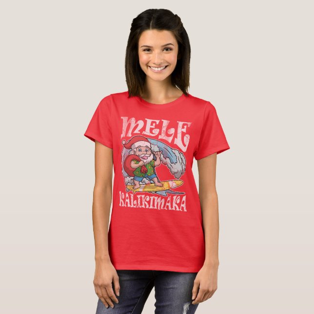 Mele Kalikimaka Hawaiian Christmas T-Shirt (Front Full)