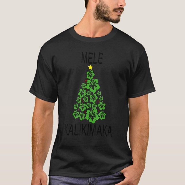 Mele Kalikimaka Hawaiian Christmas Tree T-Shirt (Front)