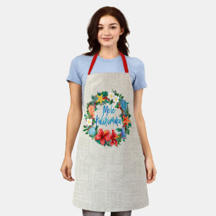 Mele Kalikimaka Hawaiian Christmas Wreath Apron