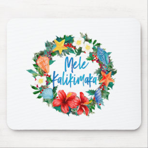 Mele Kalikimaka Hawaiian Christmas Wreath Mouse Mat