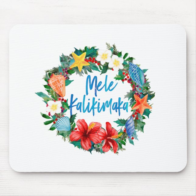 Mele Kalikimaka Hawaiian Christmas Wreath Mouse Mat (Front)