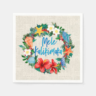 Mele Kalikimaka Hawaiian Christmas Wreath Napkin