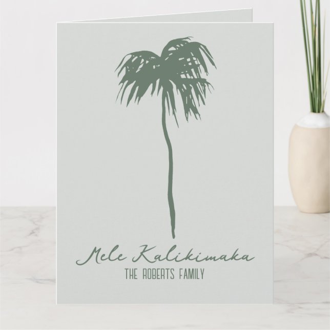 Mele Kalikimaka Hawaiian Elegant Christmas Palm Card (Front)