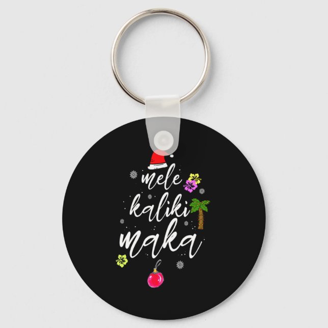 Mele Kalikimaka Hawaiian Hawaii Xmas Pajama Palm T Key Ring (Front)