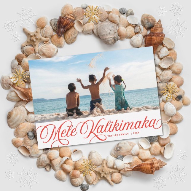 Mele Kalikimaka Hawaiian Holiday Red Photo Card (Creator Uploaded)