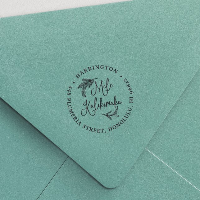 Mele Kalikimaka | Hawaiian Holiday Return Address Self-inking Stamp (Creator Uploaded)