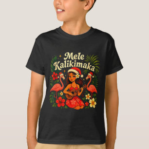 Mele Kalikimaka Hawaiian Hula Girl Christmas Troca T-Shirt
