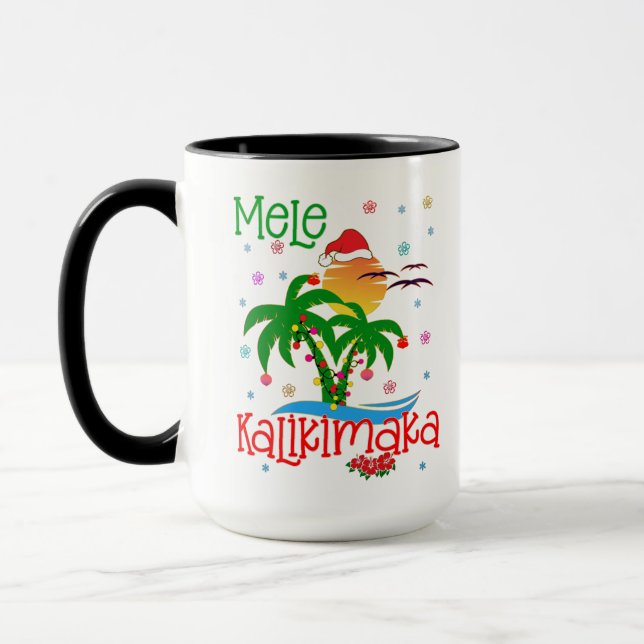 Mele Kalikimaka Hawaiian Merry Christmas Aloha  Mug (Left)