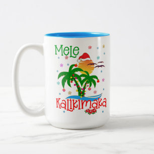 Mele Kalikimaka Hawaiian Merry Christmas Aloha Two-Tone Coffee Mug
