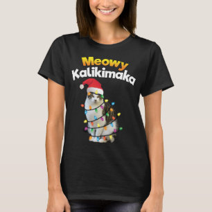 Mele Kalikimaka Hawaiian Merry Christmas Cat Light T-Shirt