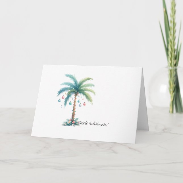 Mele Kalikimaka Hawaiian Palm Tree Christmas  Holiday Card (Front)