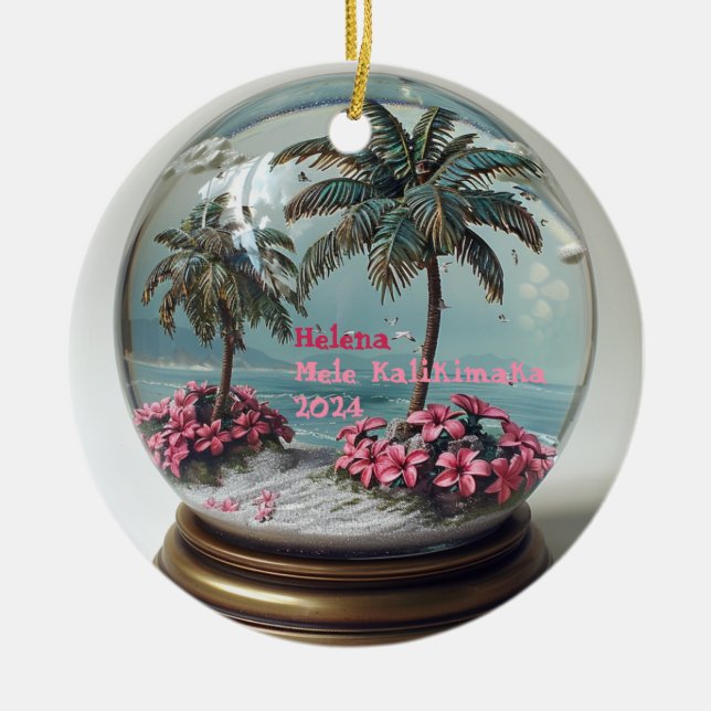 Mele Kalikimaka Hawaiian Personalised Ornament (Front)