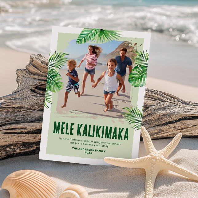 Mele Kalikimaka Hawaiian Photo Christmas Holiday Card (Creator Uploaded)