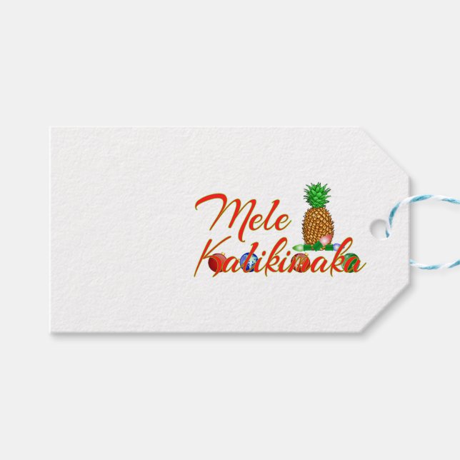 Mele Kalikimaka Hawaiian Pineapple Gift Tags (Front (Horizontal))