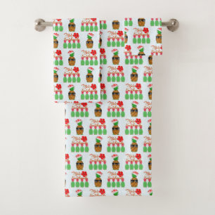 Mele Kalikimaka Hawaiian Pineapple Merry Christmas Bath Towel Set
