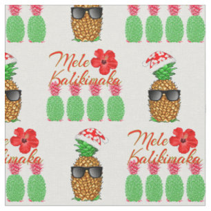 Mele Kalikimaka Hawaiian Pineapple Merry Christmas Fabric