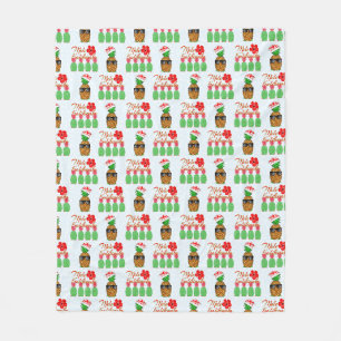 Mele Kalikimaka Hawaiian Pineapple Merry Christmas Fleece Blanket