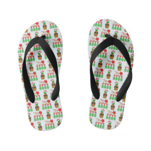 Mele Kalikimaka Hawaiian Pineapple Merry Christmas Kid's Flip Flops
