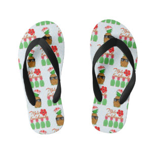 Mele Kalikimaka Hawaiian Pineapple Merry Christmas Kid's Flip Flops