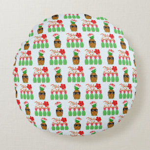 Mele Kalikimaka Hawaiian Pineapple Merry Christmas Round Cushion