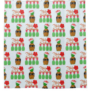 Mele Kalikimaka Hawaiian Pineapple Merry Christmas Shower Curtain