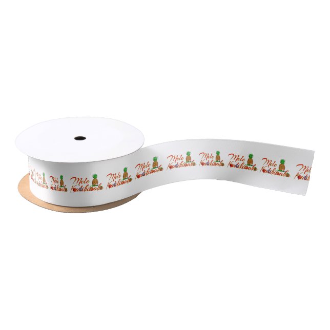 Mele Kalikimaka Hawaiian Pineapple Satin Ribbon (Spool)