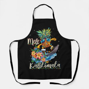 Mele Kalikimaka Hawaiian Pineapple Surfing Ridding Apron