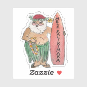 Mele Kalikimaka Hawaiian Santa Claus Sticker