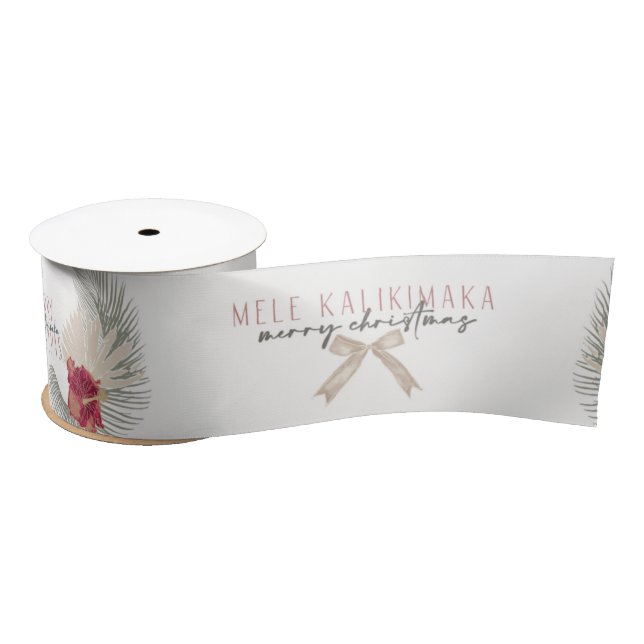 Mele Kalikimaka, Hawaiian Style Christmas Satin Ribbon (Spool)