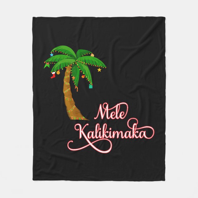 Mele Kalikimaka Hawaiian Sweat for Christmas Fleece Blanket (Front)