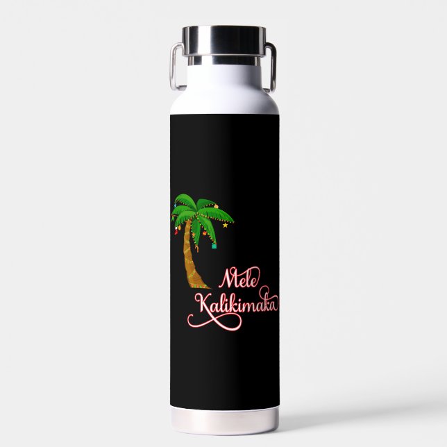 Mele Kalikimaka Hawaiian Sweat for Christmas Water Bottle (Front)
