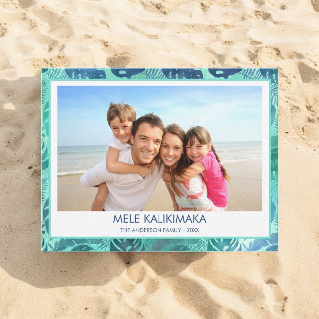 MELE KALIKIMAKA HAWAIIAN TROPICAL BEACH PHOTO HOLIDAY CARD (Creator Uploaded)